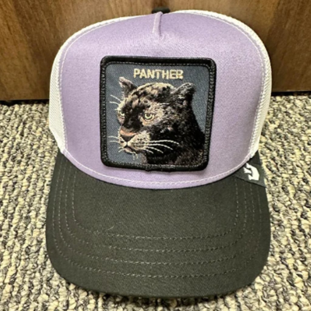 Goorin Bros Animal Farm Trucker Baseball Snapback Hat Cap Black Panther Lilac